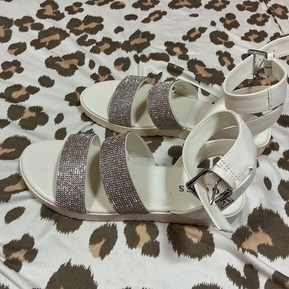 Guess White Rhinestone Platform Sandals - Picture 4 of 6